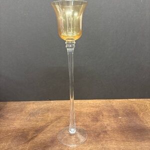 Elegant Gold and Clear Glass Candle Holder